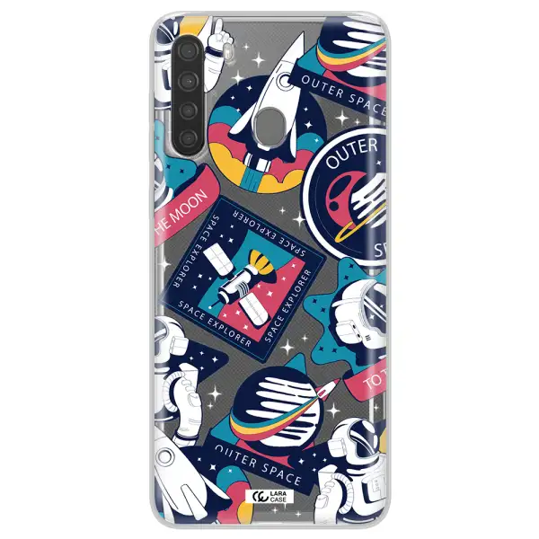 Astronaut Stickers Samsung A21 Clear TPU Case