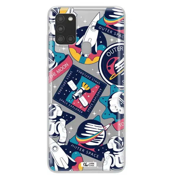 Astronaut Stickers Samsung A21S Clear TPU Case