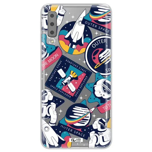 Astronaut Stickers Samsung A7 2018 Clear TPU Case