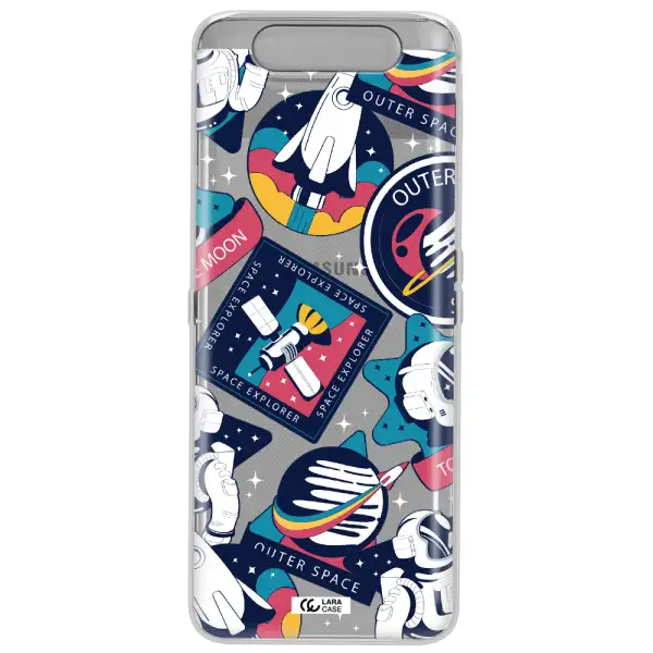 Astronaut Stickers Samsung A80 Clear TPU Case