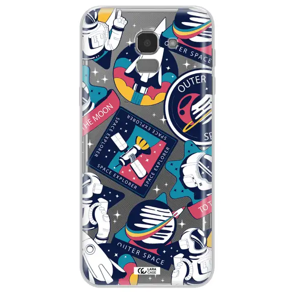 Astronaut Stickers Samsung J6 Clear TPU Case