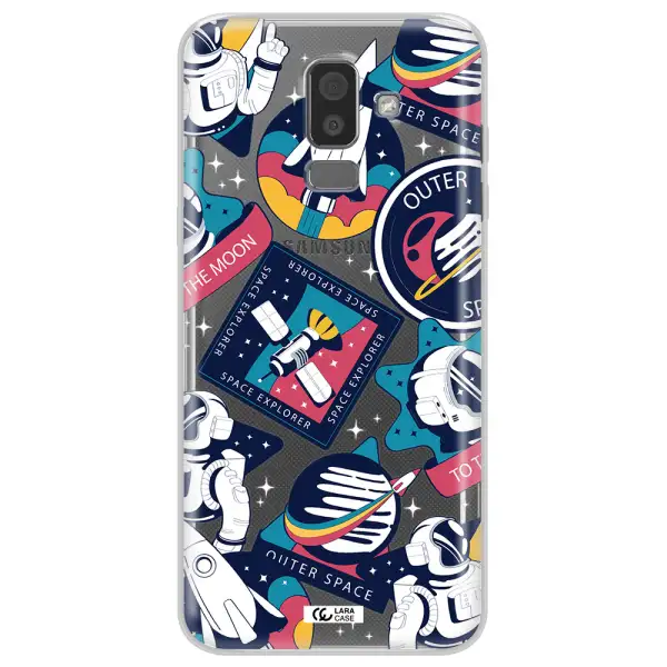 Astronaut Stickers Samsung J8 Clear TPU Case
