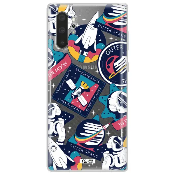 Astronaut Stickers Samsung Note 10 Plus Clear TPU Case