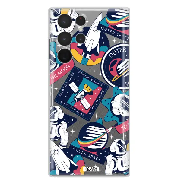 Astronaut Stickers Samsung S 22 Ultra Clear TPU Case