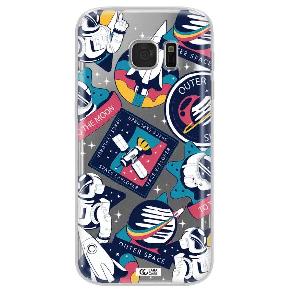 Astronaut Stickers Samsung S 7 Clear TPU Case