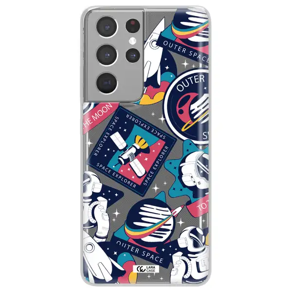 Astronaut Stickers Samsung S21 Ultra Clear TPU Case