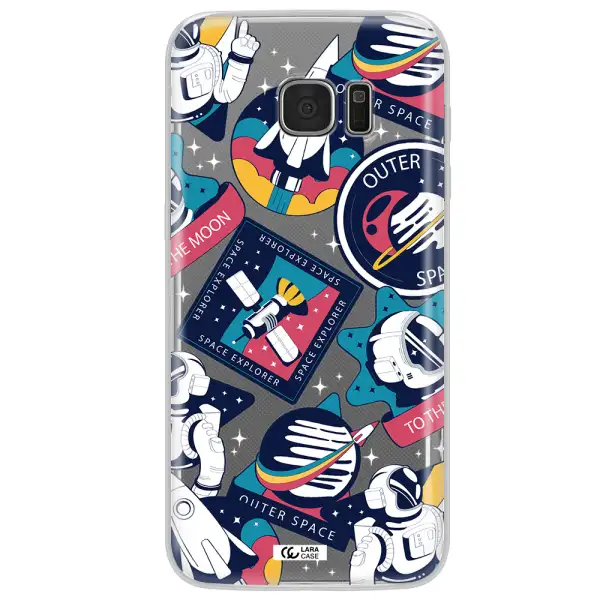 Astronaut Stickers Samsung S7 Edge Clear TPU Case