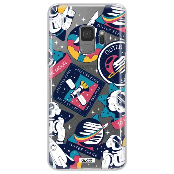 Astronaut Stickers Samsung S9 Clear TPU Case