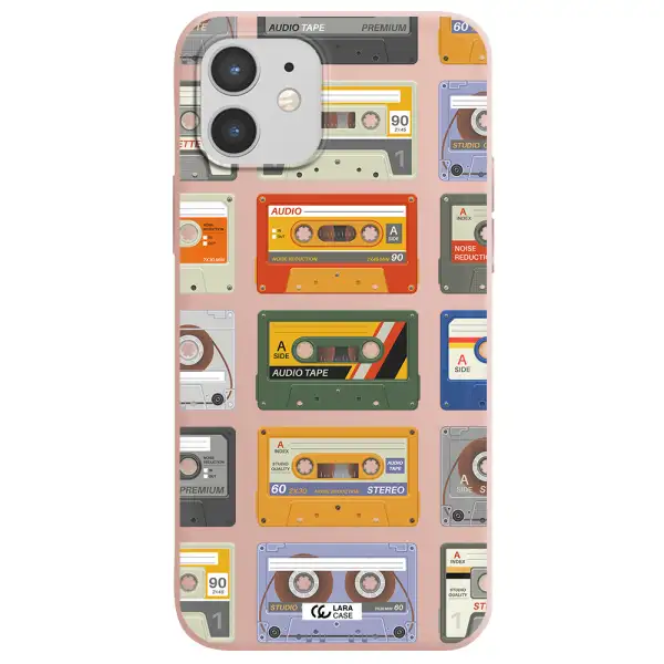 All My Cassettes Apple iPhone 12 Silicone pastel pink Case