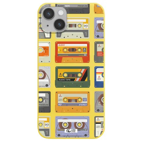 All My Cassettes Apple iPhone 14 plus Silicone canary yellow Case