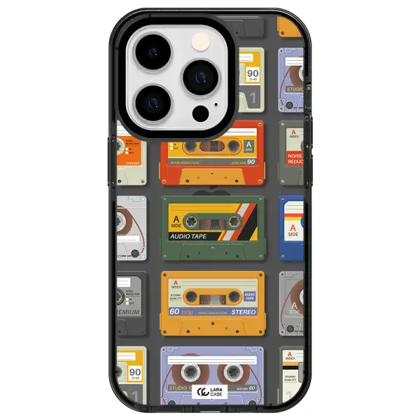 All My Cassettes Apple iPhone 14 pro impact Smoke Black Case