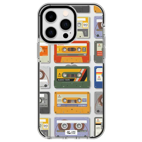 All My Cassettes Apple iPhone 14 pro max impact black border Case