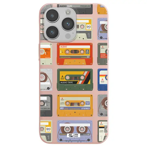 All My Cassettes Apple iPhone 14 pro max Silicone pastel pink Case