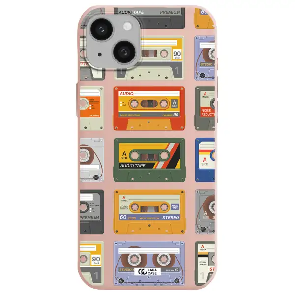 All My Cassettes Apple iphone 15 plus Silicone pastel pink Case