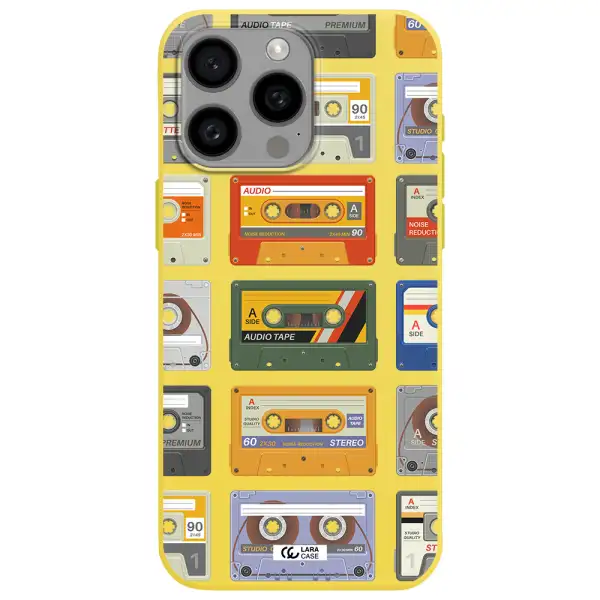 All My Cassettes Apple Iphone 15 Pro max Silicone canary yellow Case