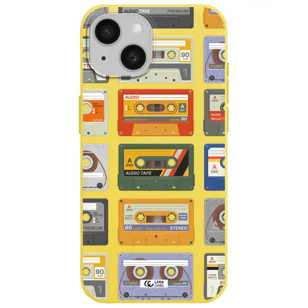 All My Cassettes Apple iPhone 15 Silicone canary yellow Case