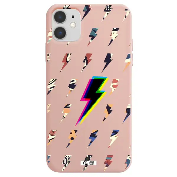 Thunder Glitch Apple iPhone 11 Silicone pastel pink Case