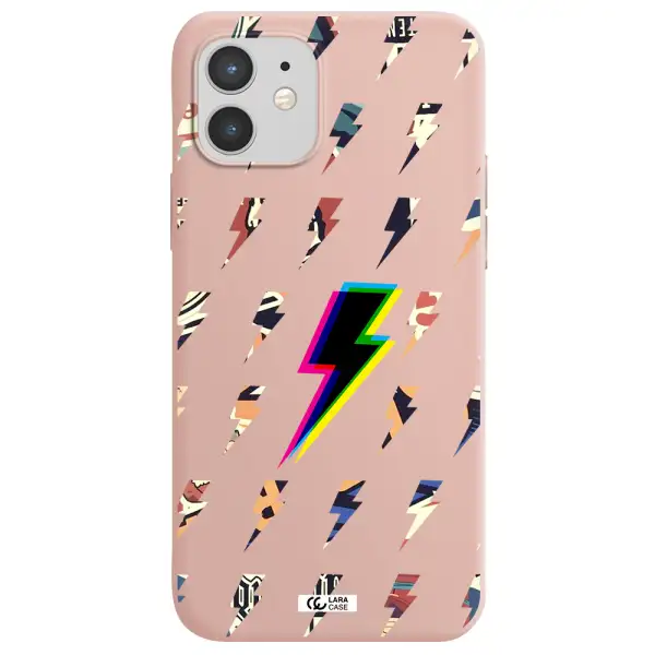 Thunder Glitch Apple iPhone 12 mini Silicone pastel pink Case