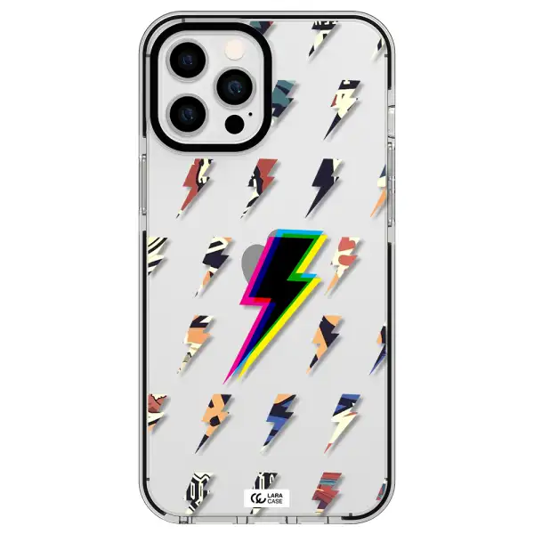 Thunder Glitch Apple iPhone 12 pro max impact black border Case