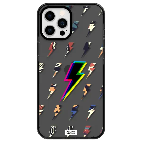 Thunder Glitch Apple iPhone 12 pro max impact Smoke Black Case