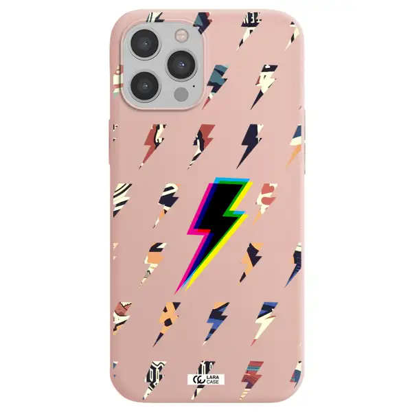 Thunder Glitch Apple iPhone 12 pro Silicone pastel pink Case