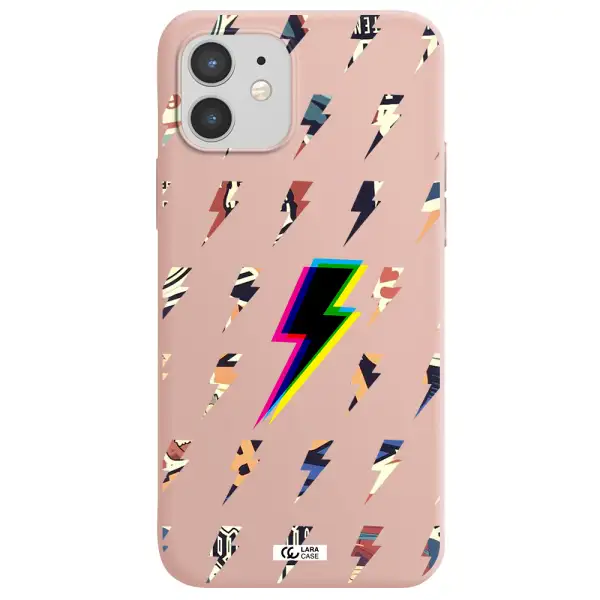 Thunder Glitch Apple iPhone 12 Silicone pastel pink Case