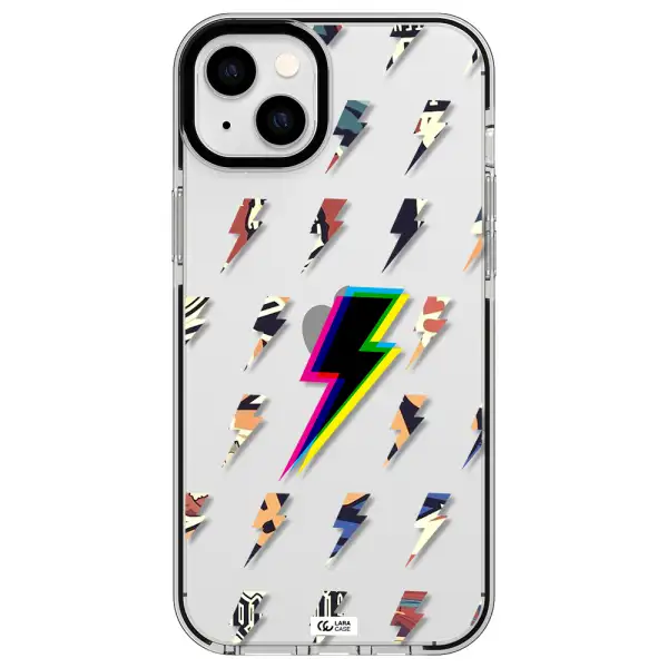 Thunder Glitch Apple iPhone 14 plus impact black border Case