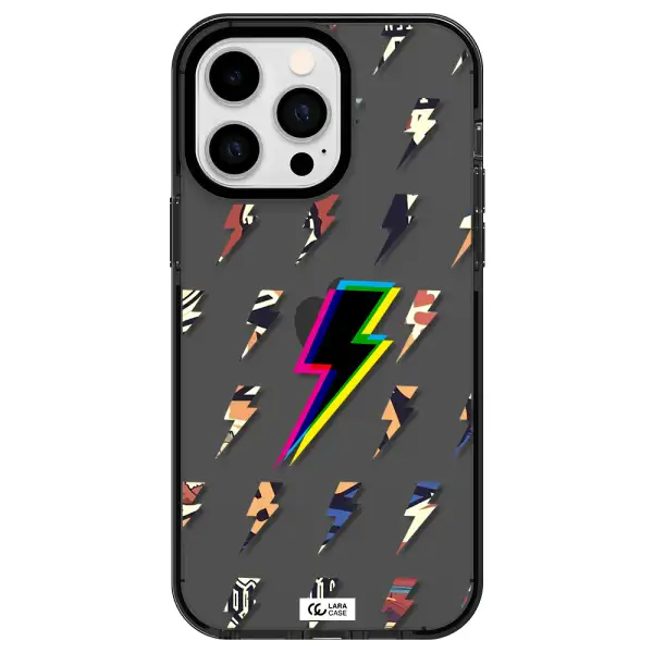 Thunder Glitch Apple iPhone 14 pro max impact Smoke Black Case