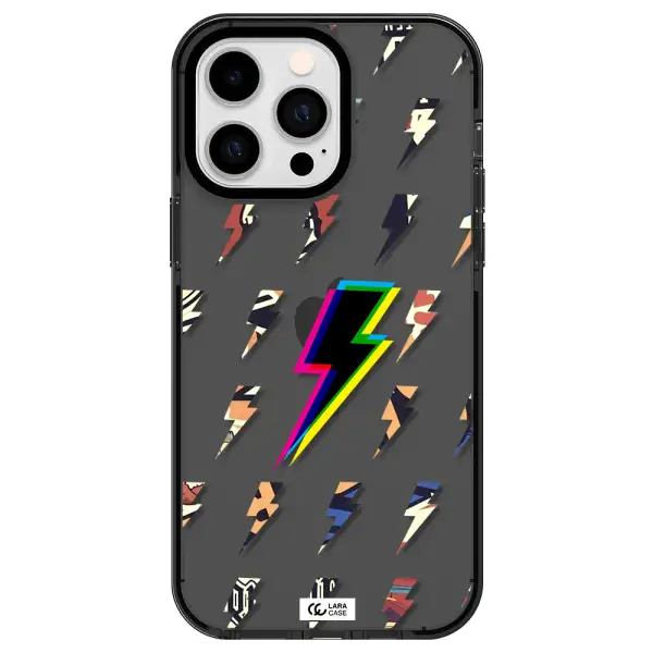 Thunder Glitch Apple iPhone 15 Pro Max impact Smoke Black Case