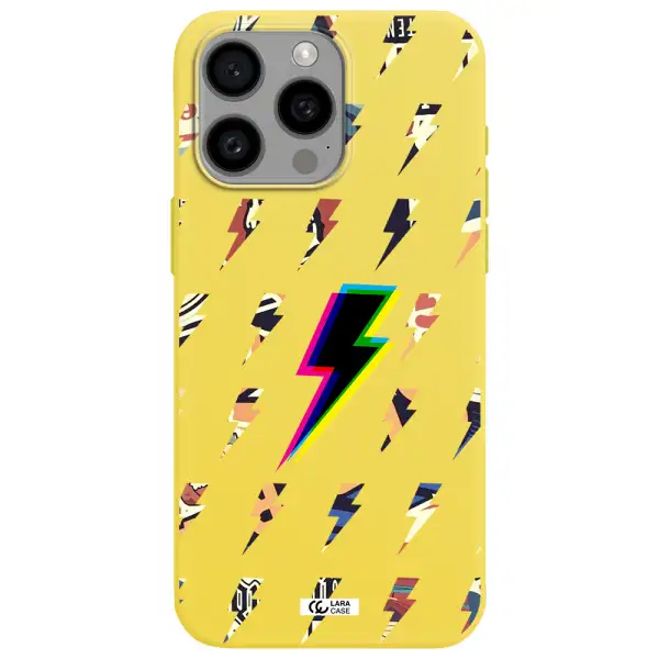 Thunder Glitch Apple Iphone 15 Pro max Silicone canary yellow Case