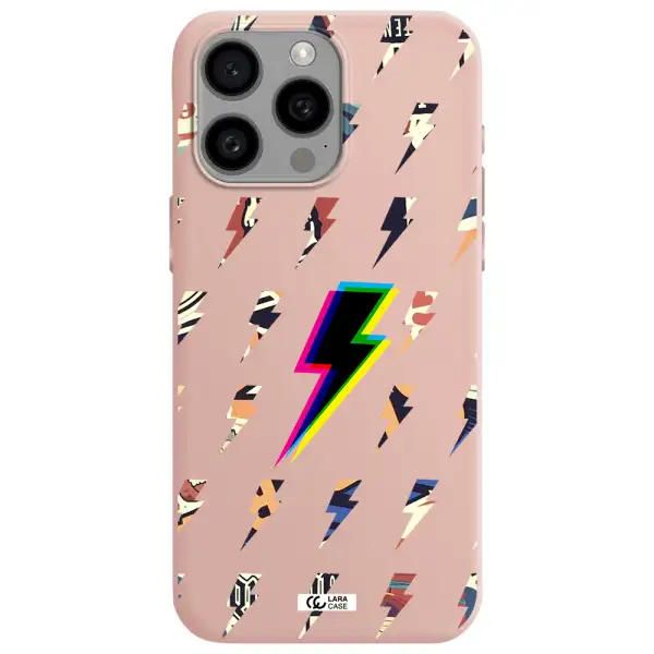 Thunder Glitch Apple Iphone 15 Pro max Silicone pastel pink Case