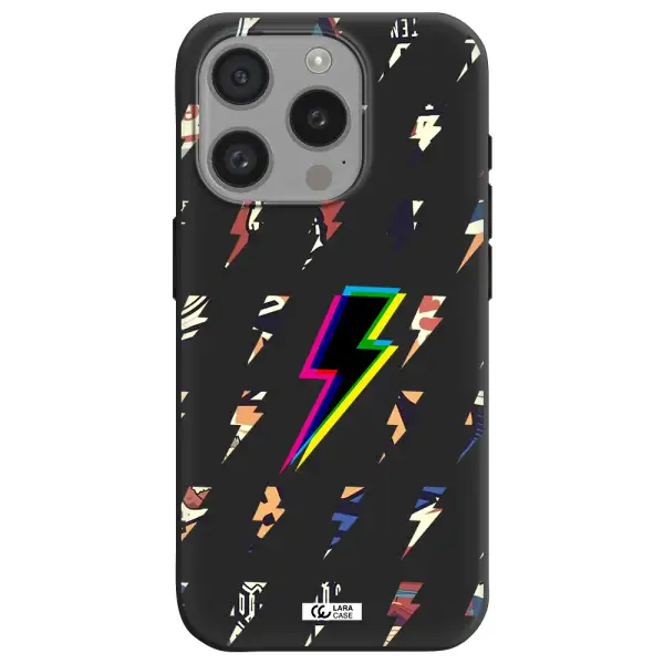Thunder Glitch Apple Iphone 15 Pro Silicone Black Case