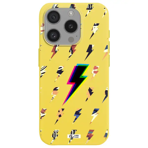 Thunder Glitch Apple Iphone 15 Pro Silicone Canary Yellow Case