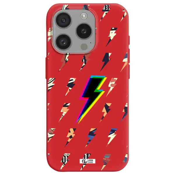 Thunder Glitch Apple Iphone 15 Pro Silicone Imperial Red Case