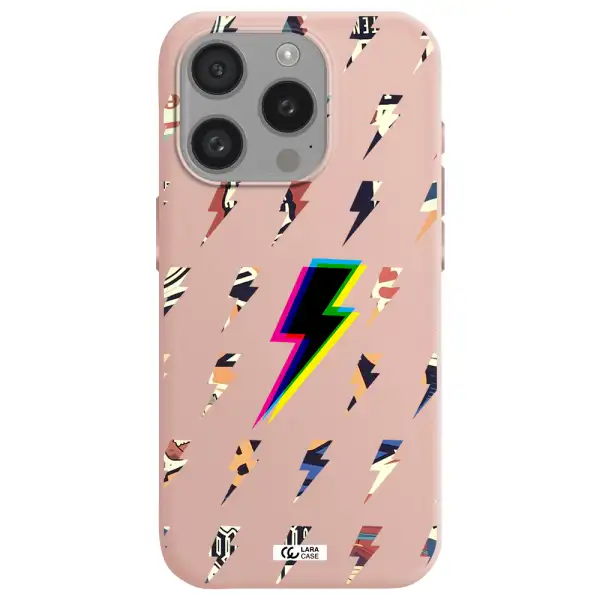 Thunder Glitch Apple Iphone 15 Pro Silicone Pastel Pink Case