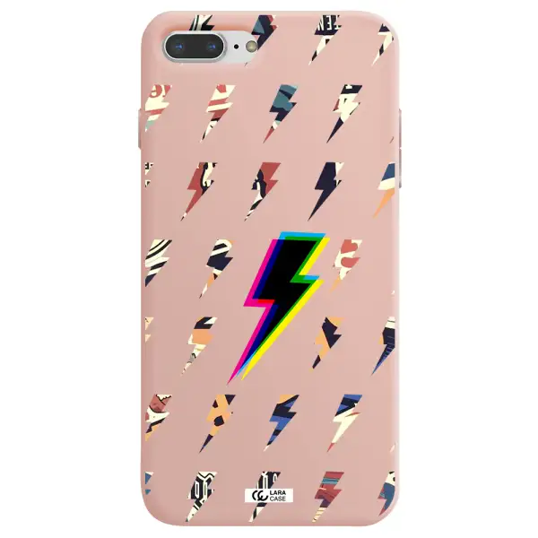 Thunder Glitch Apple iPhone 8 plus Silicone pastel pink Case