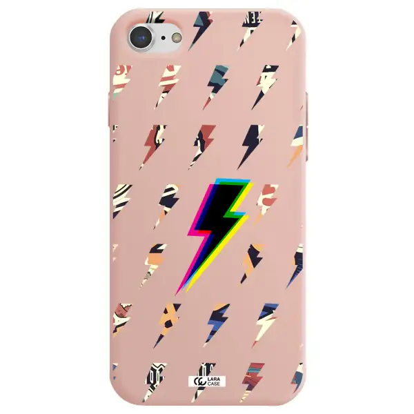 Thunder Glitch Apple iPhone 8 Silicone pastel pink Case