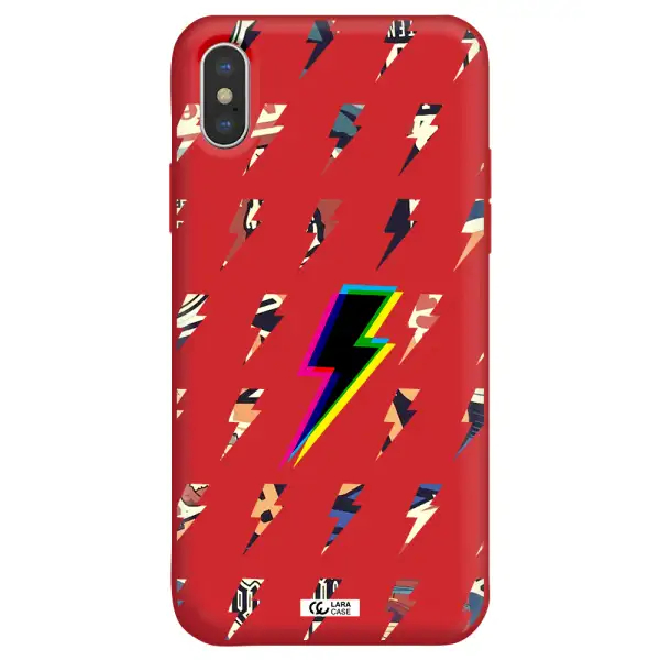 Thunder Glitch Apple iPhone XS Silicone Imperial Red Case