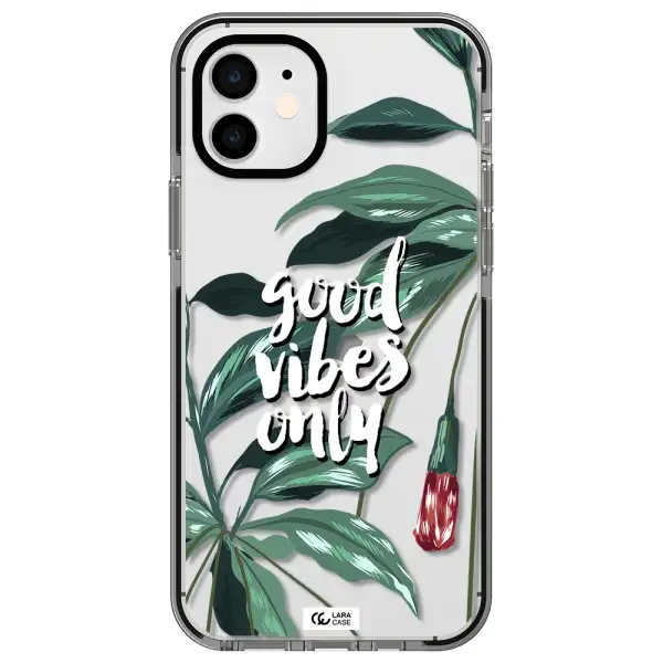 Tropical Vibes Green Apple iPhone 12 impact black border Case