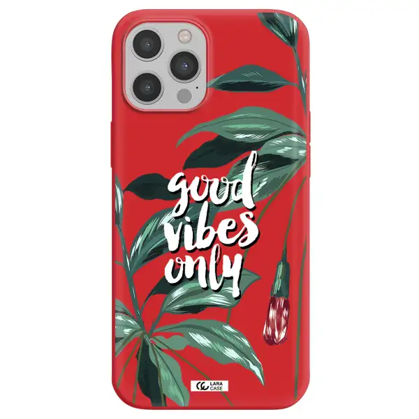 Tropical Vibes Green Apple iPhone 12 pro Silicone Imperial Red Case
