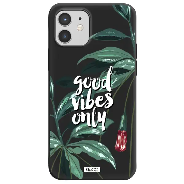 Tropical Vibes Green Apple iPhone 12 Silicone black Case