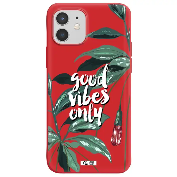 Tropical Vibes Green Apple iPhone 12 Silicone Imperial Red Case