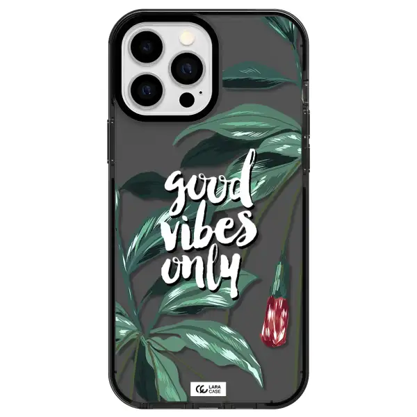 Tropical Vibes Green Apple iPhone 13 Pro Max impact Smoke Black Case