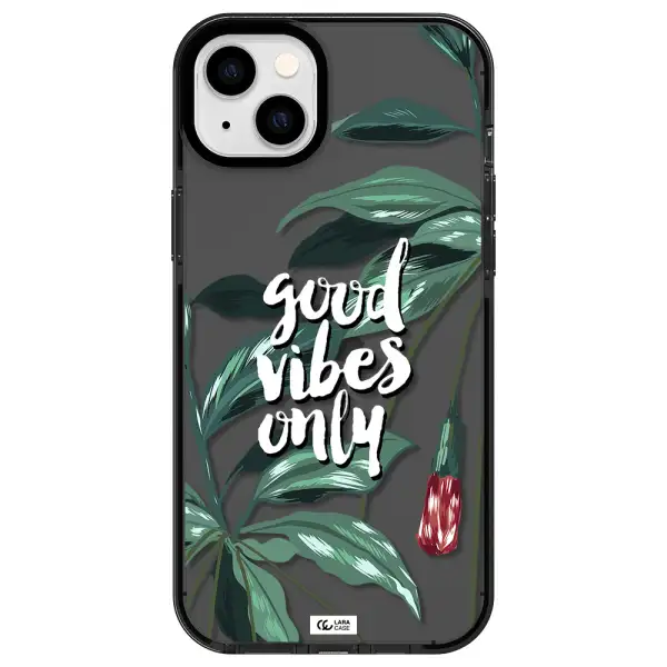 Tropical Vibes Green Apple iPhone 14 plus impact Smoke Black Case