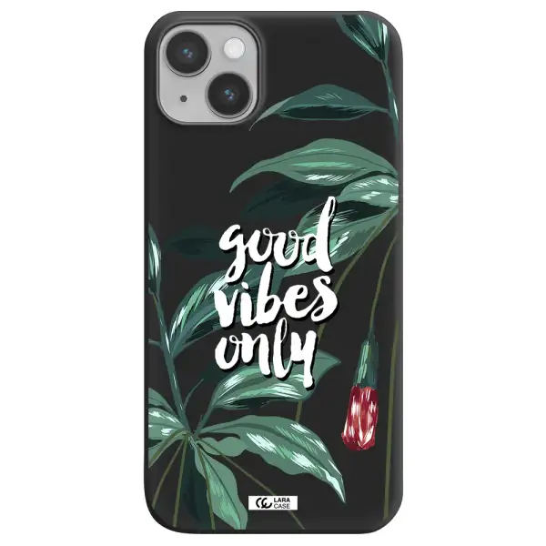 Tropical Vibes Green Apple iPhone 14 plus Silicone black Case