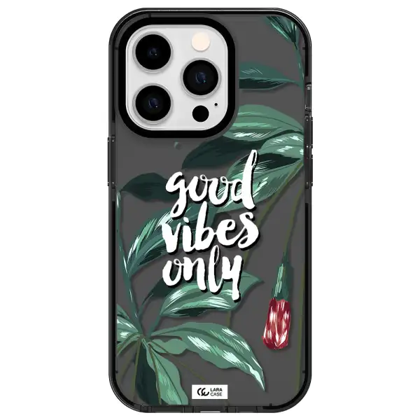Tropical Vibes Green Apple iPhone 14 pro impact Smoke Black Case
