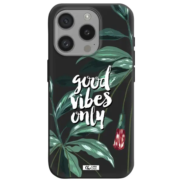 Tropical Vibes Green Apple Iphone 15 Pro Silicone Black Case