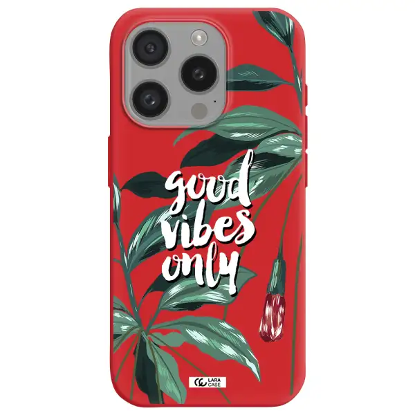 Tropical Vibes Green Apple Iphone 15 Pro Silicone Imperial Red Case