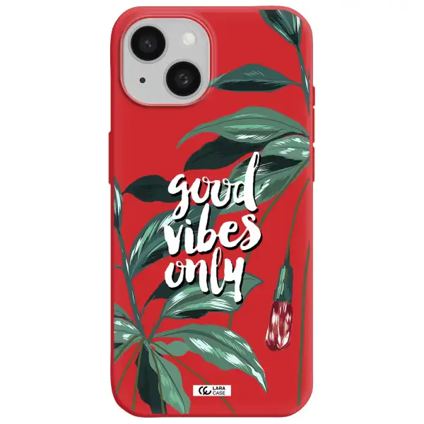 Tropical Vibes Green Apple Iphone 15 Silicone Imperial Red Case