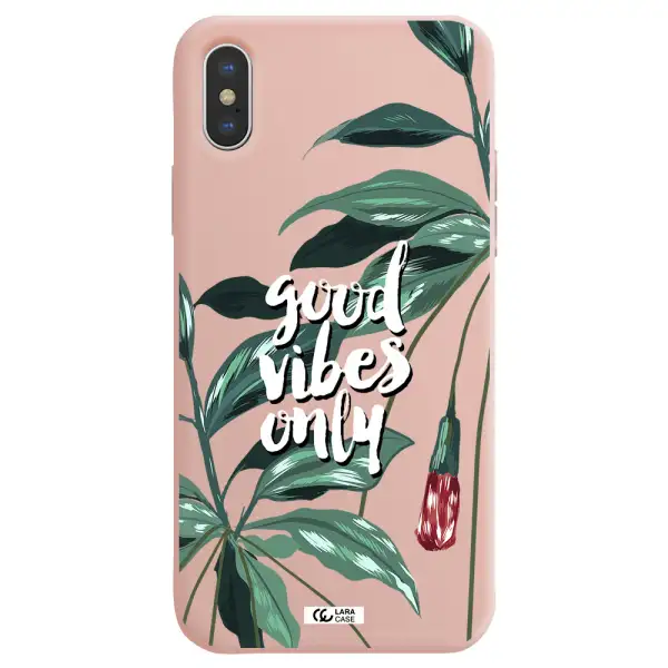 Tropical Vibes Green Apple iPhone X Silicone pastel pink Case